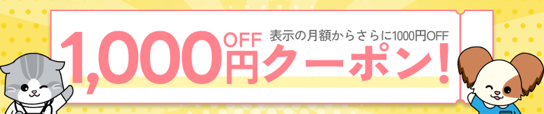 1,000円クーポン! 表示の月額からさらに1000円OFF