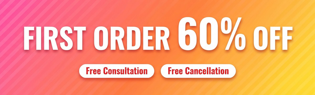 First order 60% off · Free consultation · Free cancellation