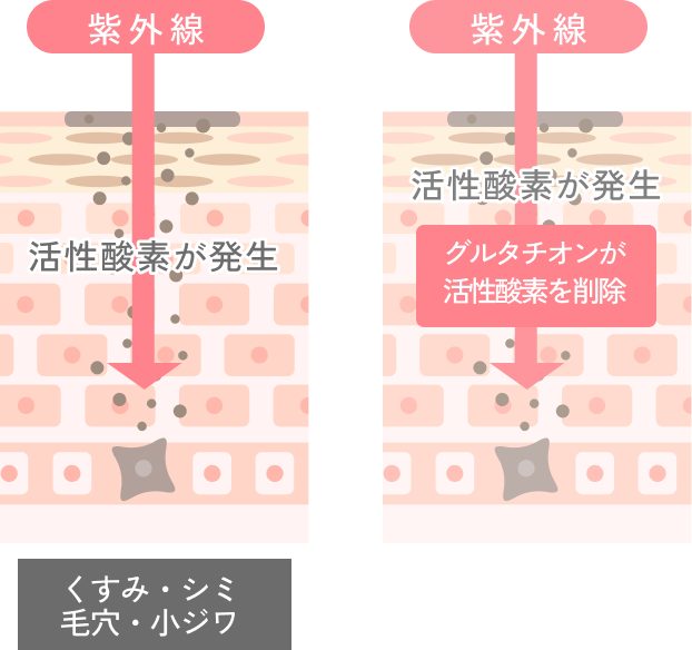 赤外線→活性酸素が発生→くすみ・シミ・毛穴・小ジワ